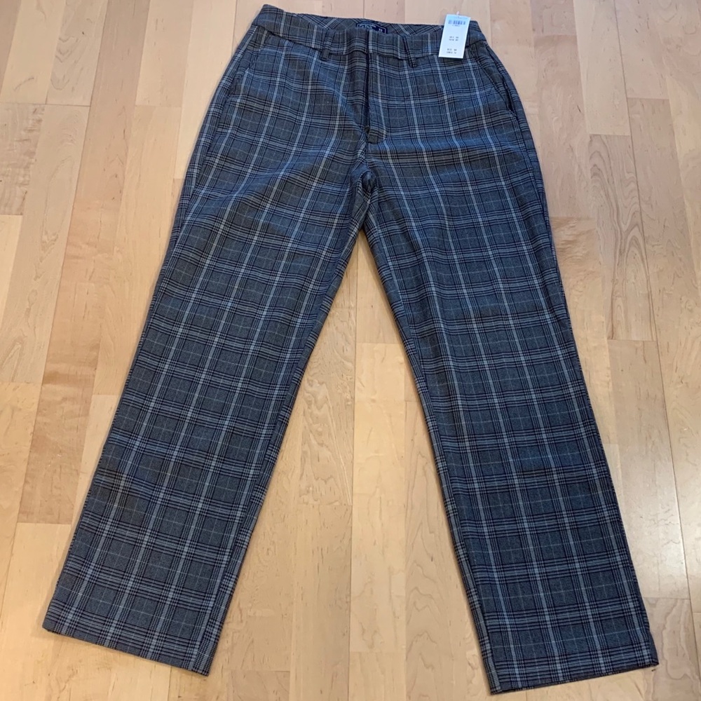 NEW Abercrombie Fitch Grey Plaid Houndstooth Pants